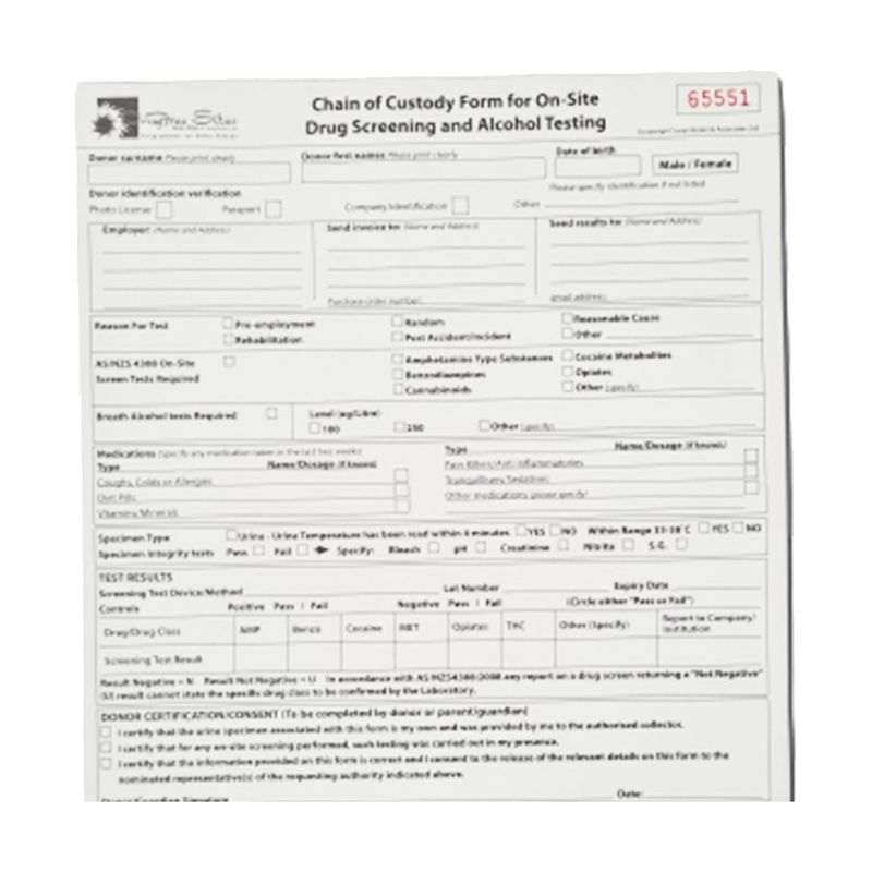 DrugFree Sites Urine Collection Book, 25 tests/75 pages